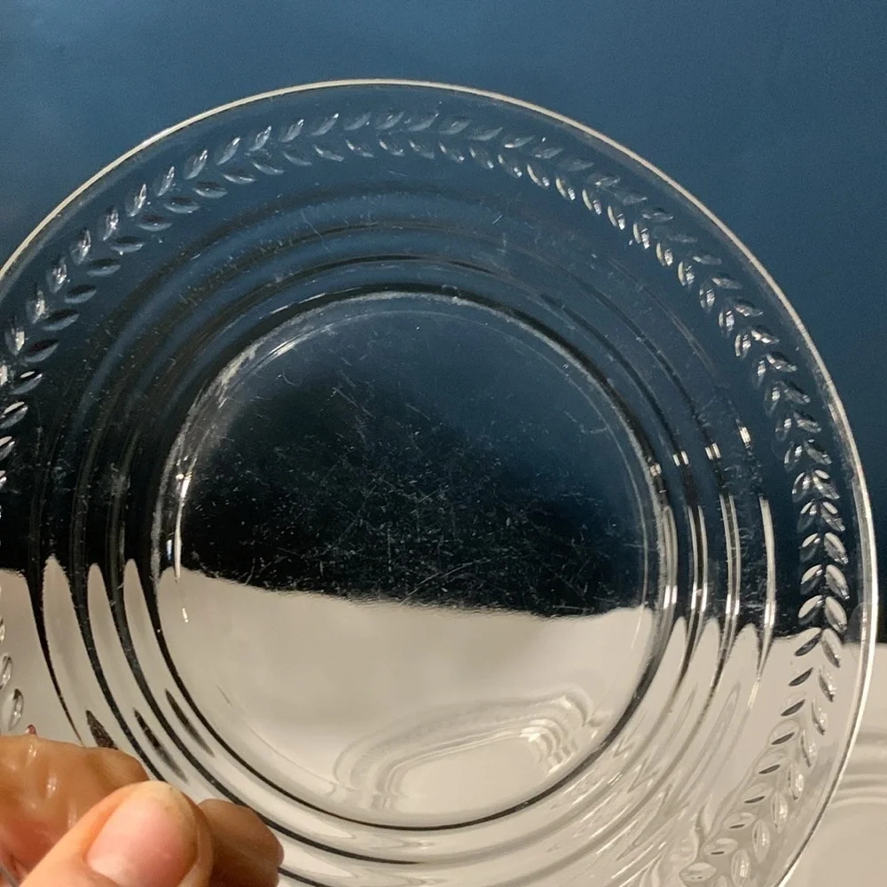 Set of 4 Clear Glass 1970s Vintage Small Plates for Appetizers Bread & Butter